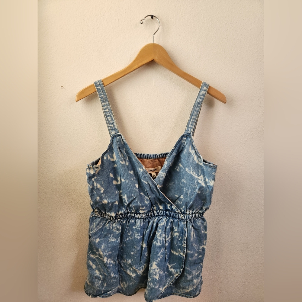 Anthropologie Porridge Blue Tie-Dye Denim Tank Top Women's Faux Wrap Medium NWT - Picture 4 of 11